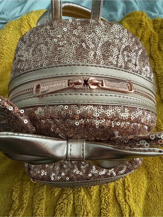 Loungefly Rose Gold Sequin Minnie Ear Mini Backpack main image 4